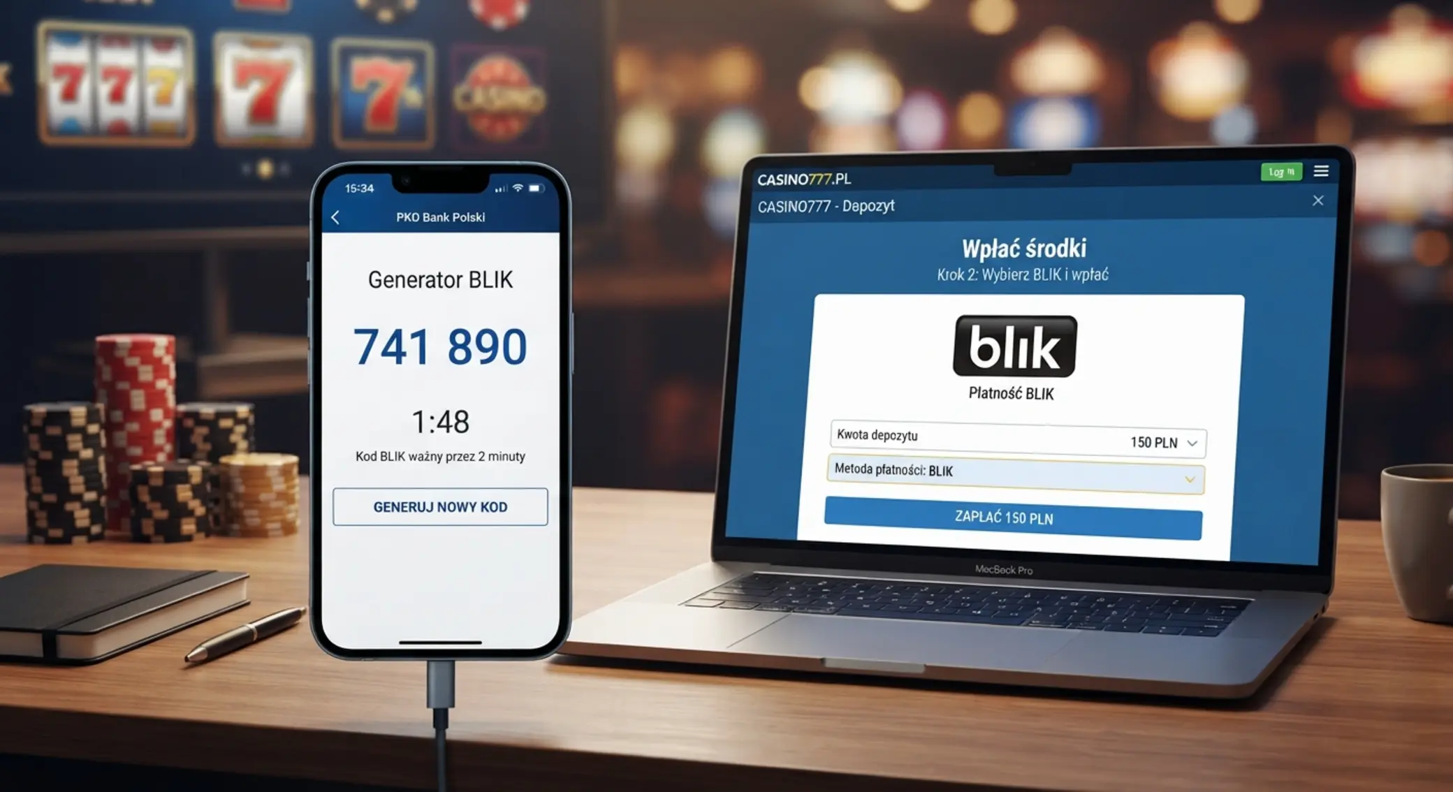 Jak wpłacić 10 zł przez BLIK do kasyna Wpłata BLIK do kasyna online na smartfonie
