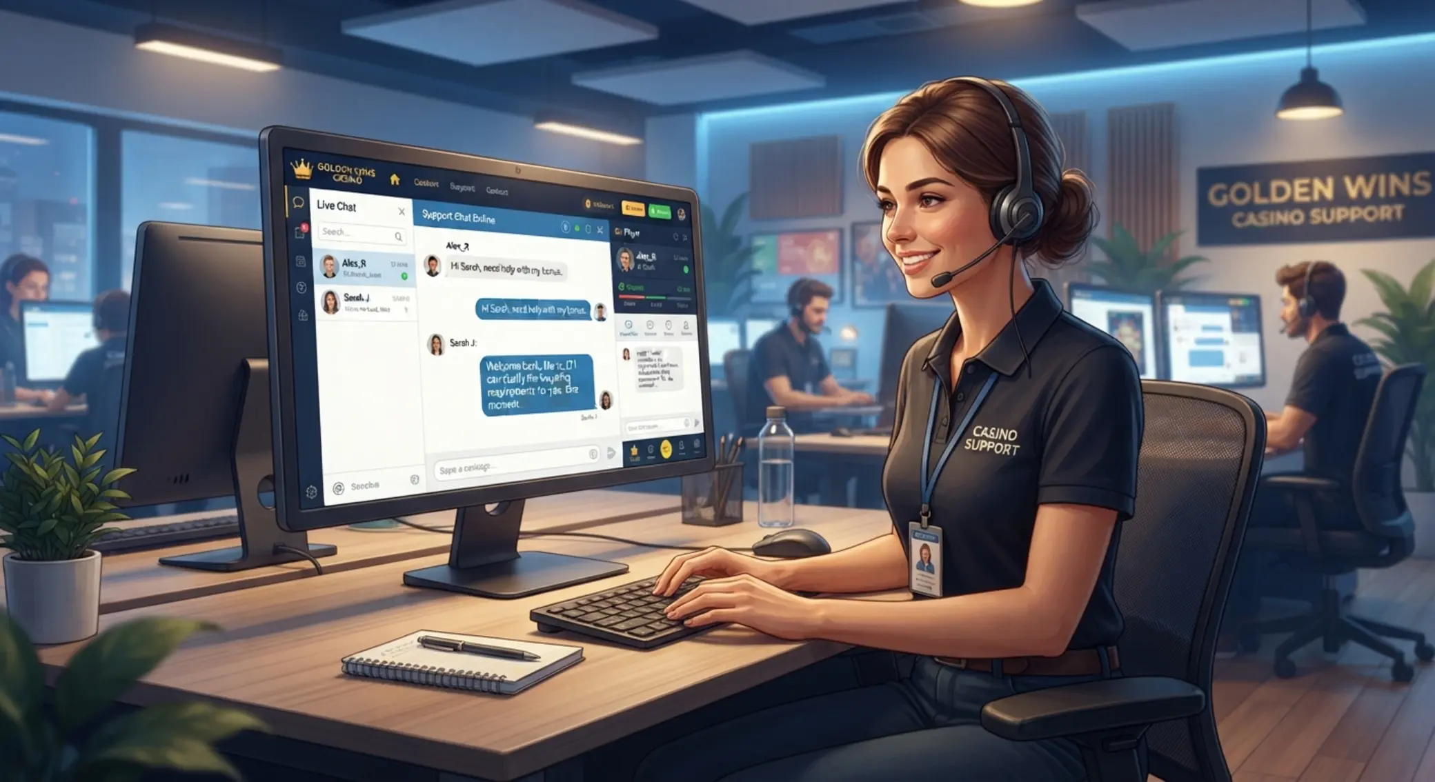 Operator supportu kasyna odpowiadający na czacie